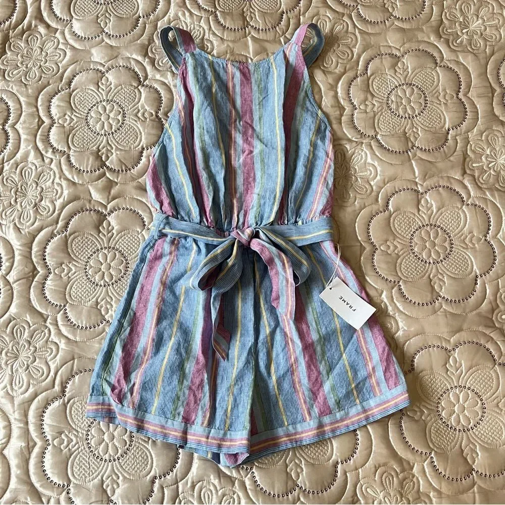 Frame Linen Striped Romper NEW Size Small - Picture 5 of 10